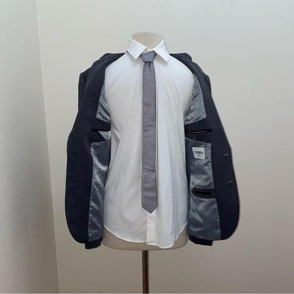 Express Gray Wool Skinny Fit Innovator Full Suit With Shirt & Tie Size 36R Small - Picture 7 of 16